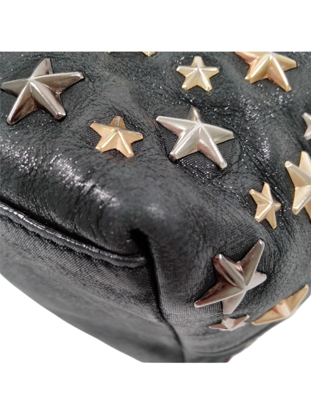 Jimmy Choo Navy Coated Star-Studded Satchel Handbag - Picture 7 of 16